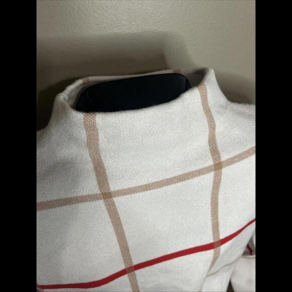 Tahari Women's Square Block Sweater in Red and Gold, Holiday Wear, Size L - Picture 3 of 7